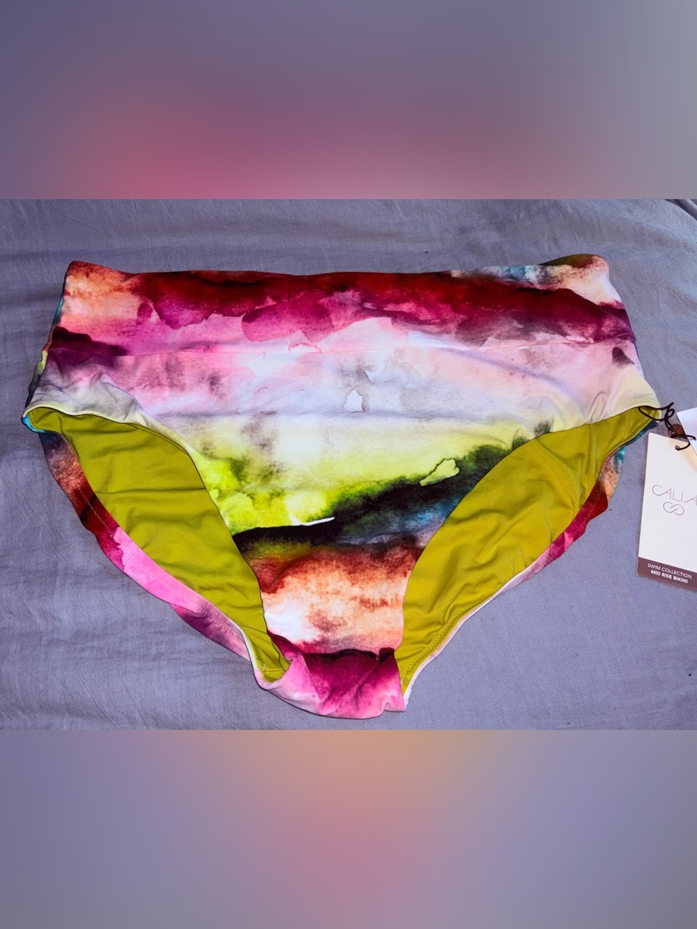 Plus Size Multi Watercolor Swim Bikini Bottom
